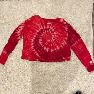 Kansas City Chiefs tie-dye crop top long sleeve
